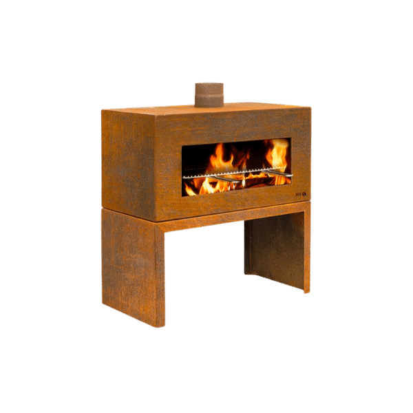 grillkamin aus cortenstahl seitlich schweiz