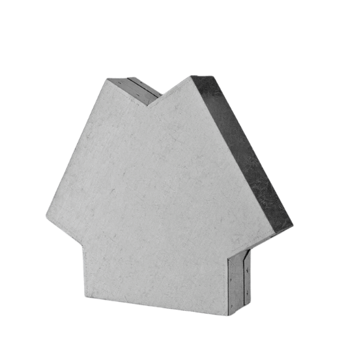 Flachkanal Y-Stück aus galvanisiertem Stahl, 120° Winkel und 150 bis 300 mm grösse