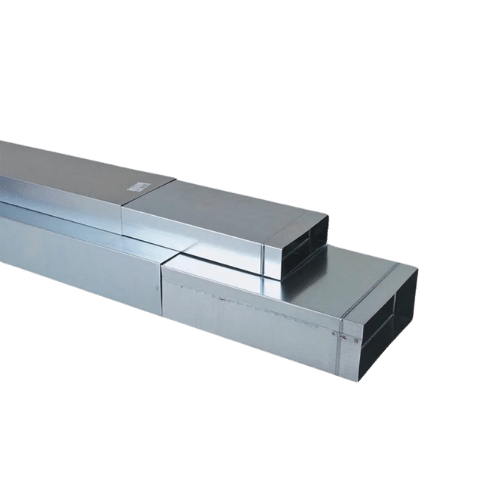 Flachkanal Teleskopisch aus galvanisiertem Stahl 150 x 50 mm und 200 x 90 mm gross und 0.5 bis 2 m lang