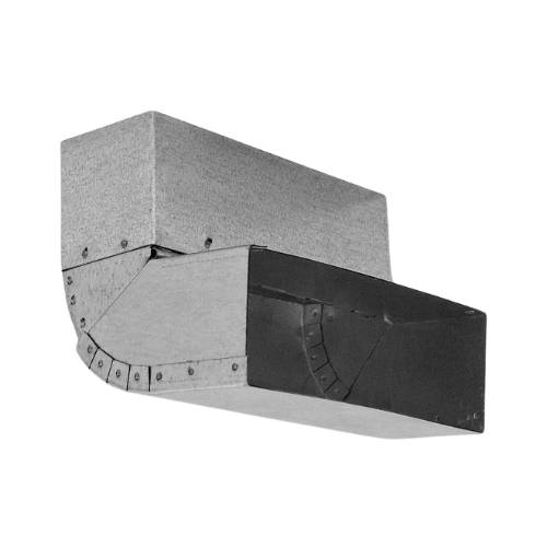 Verstellbarer Flachkanal Wand-Boden Übergang 150 bis 300 mm mit 45 bis 90° Winkel aus galvanisiertem stahl