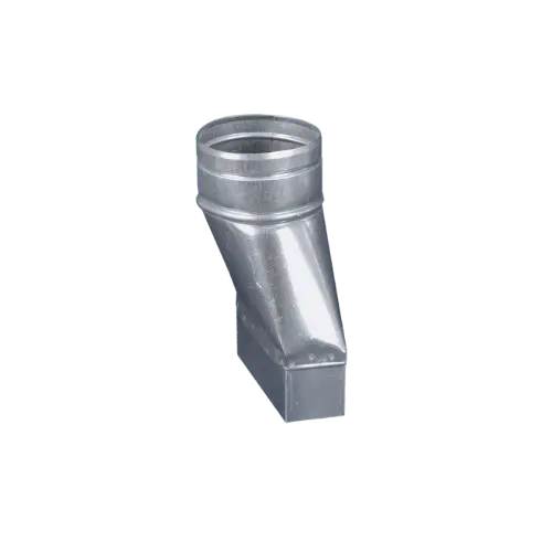 flachkanal adapter asymmetrisch 150 bis 300 mm gross auf 100 bis 200 mm durchmesser aus stahl